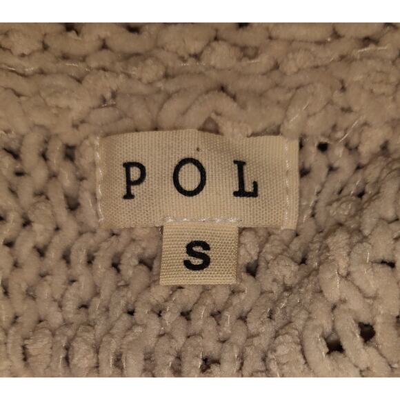 POL Chenille Turtleneck Chunky Sweater Womens S Beige 3/4 Cuffed Sleeves - Picture 8 of 16